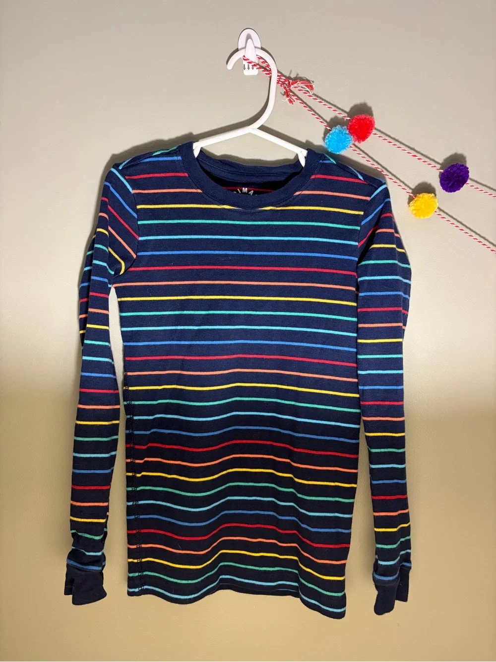Primary rainbow stripe pajamas set